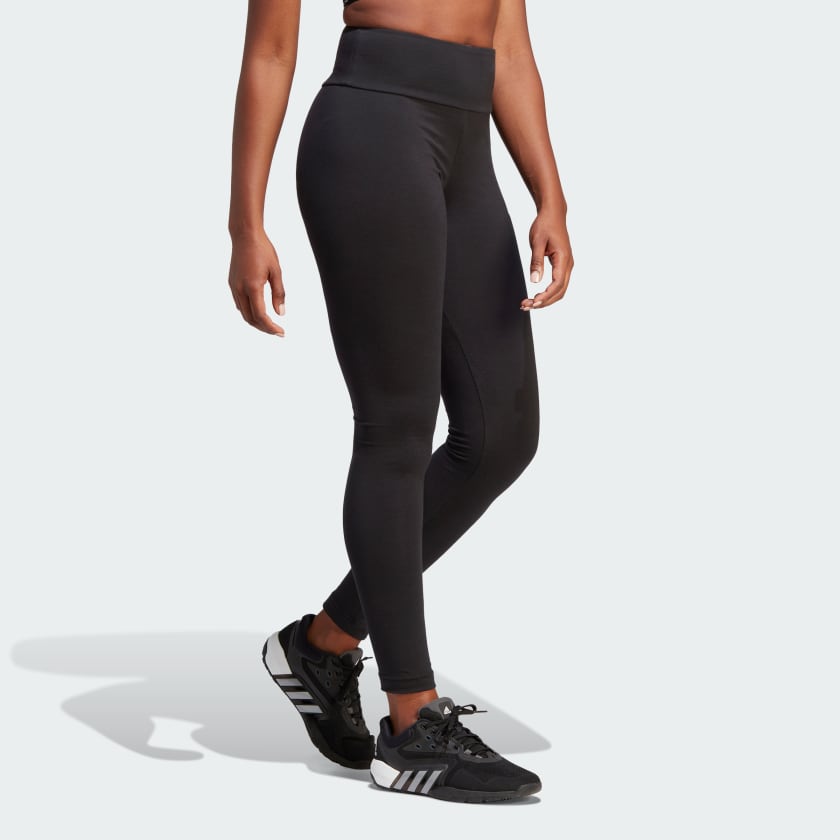 شلوار ساق بلند آرم دار مشکی آدیداس مدل HIGH-WAISTED LOGO LEGGINGS