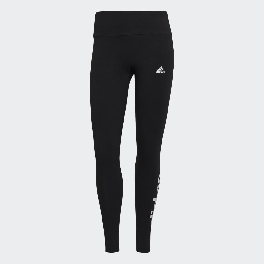 شلوار ساق بلند آرم دار مشکی آدیداس مدل HIGH-WAISTED LOGO LEGGINGS