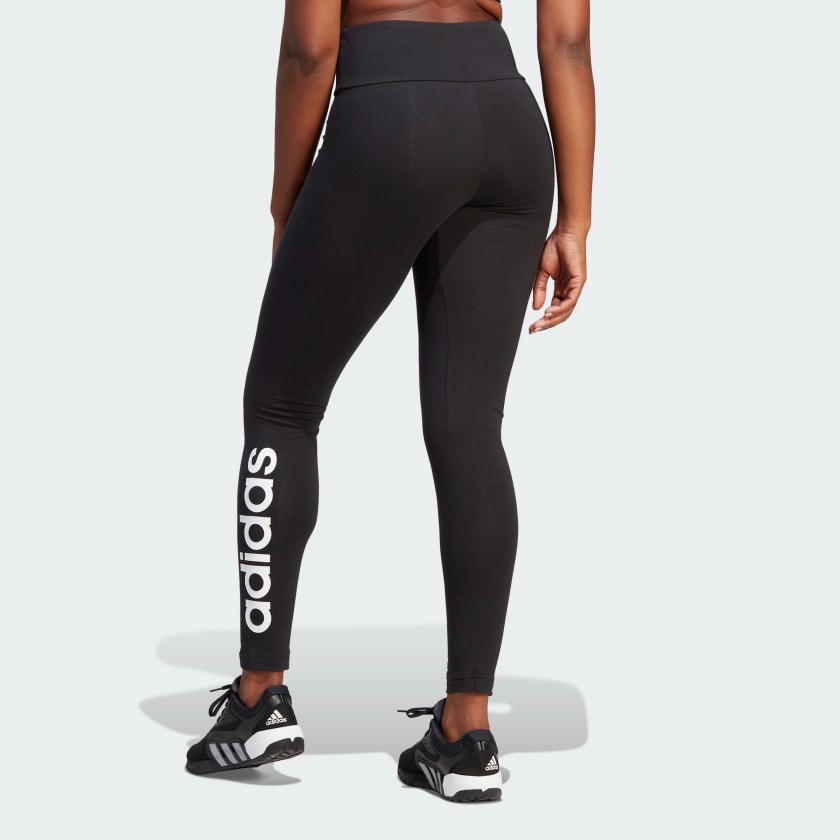 شلوار ساق بلند آرم دار مشکی آدیداس مدل HIGH-WAISTED LOGO LEGGINGS