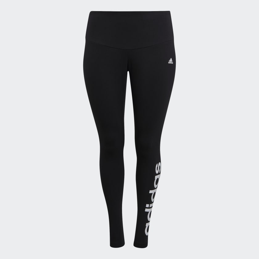 شلوار ساق بلند آرم دار مشکی (سایز بزرگ) آدیداس مدل HIGH-WAISTED LOGO LEGGINGS