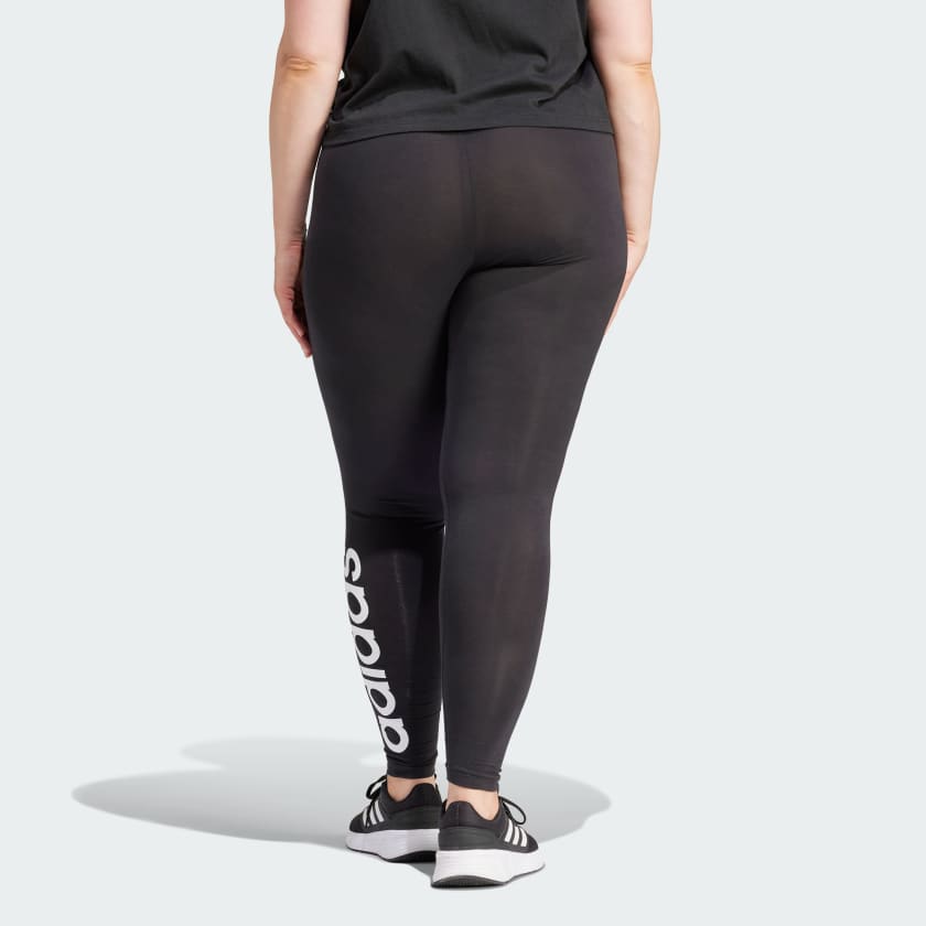 شلوار ساق بلند آرم دار مشکی (سایز بزرگ) آدیداس مدل HIGH-WAISTED LOGO LEGGINGS