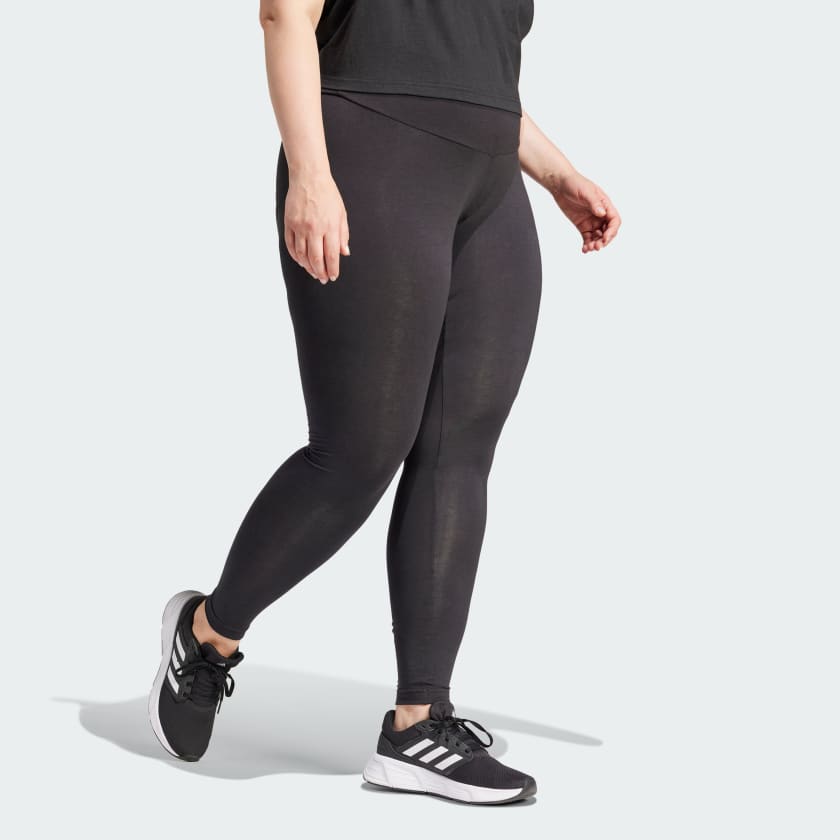 شلوار ساق بلند آرم دار مشکی (سایز بزرگ) آدیداس مدل HIGH-WAISTED LOGO LEGGINGS