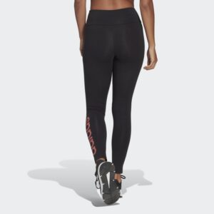 شلوار ساق بلند آرم دار مشکی، قرمز آدیداس مدل HIGH-WAISTED LOGO LEGGINGS