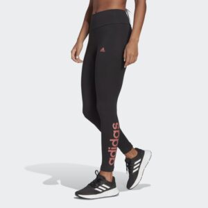 شلوار ساق بلند آرم دار مشکی، قرمز آدیداس مدل HIGH-WAISTED LOGO LEGGINGS