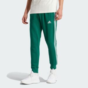 شلوار سبز، سفید آدیداس مدل ESSENTIALS FRENCH TERRY TAPERED CUFF 3-STRIPES JOGGERS