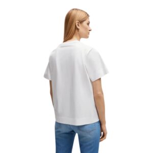 تی شرت زنانه سفید هوگو باس مدل MERCERISED-COTTON TOP