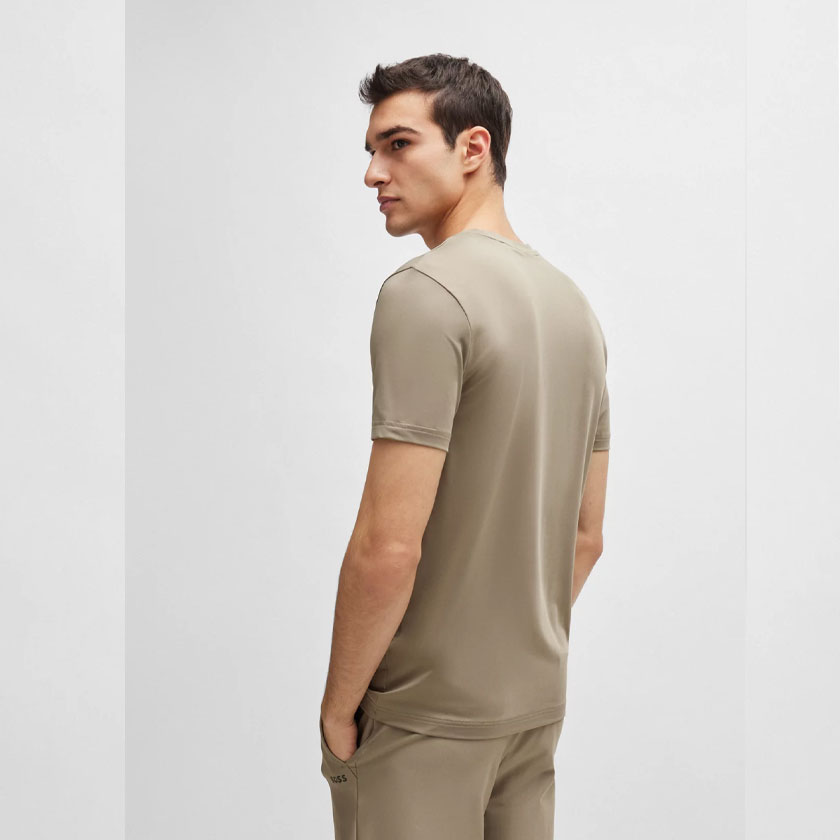 تی شرت مردانه خاکی هوگو باس مدل PERFORMANCE-STRETCH T-SHIRT