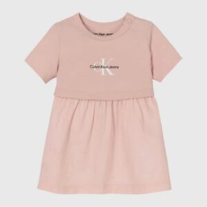 دامن بچگانه صورتی کلوین کلین مدل Newborn Monogram Dress Set