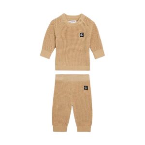 ست بچگانه خاکی کلوین کلین مدل Newborn Knitted 2-Piece Set