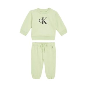 ست بچگانه سبز کم رنگ کلوین کلین مدل Newborn Logo Terry Tracksuit