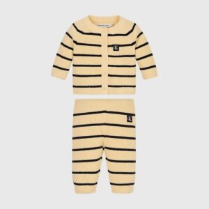 ست بچگانه کرمی کلوین کلین مدل Newborn Knitted 2-Piece Set