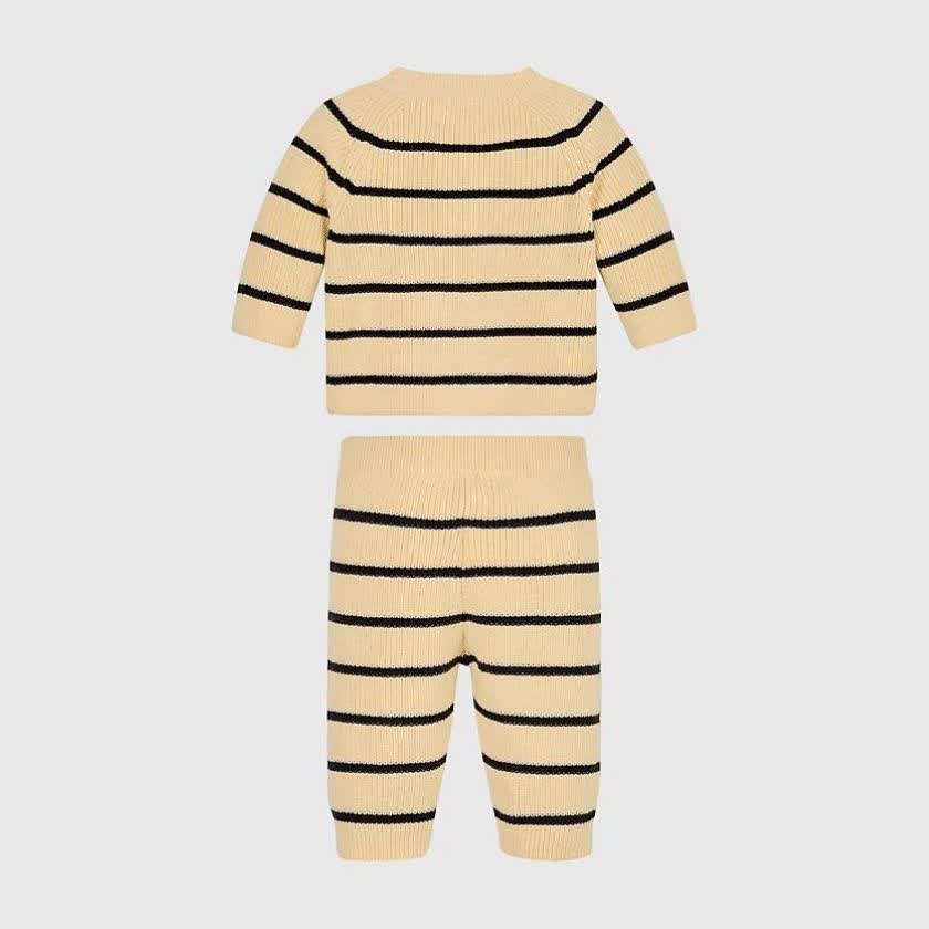 ست بچگانه کرمی کلوین کلین مدل Newborn Knitted 2-Piece Set