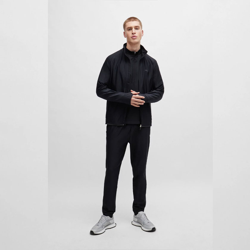 سویشرت مردانه مشکی هوگو باس مدل ZIP-UP SWEATSHIRT WITH