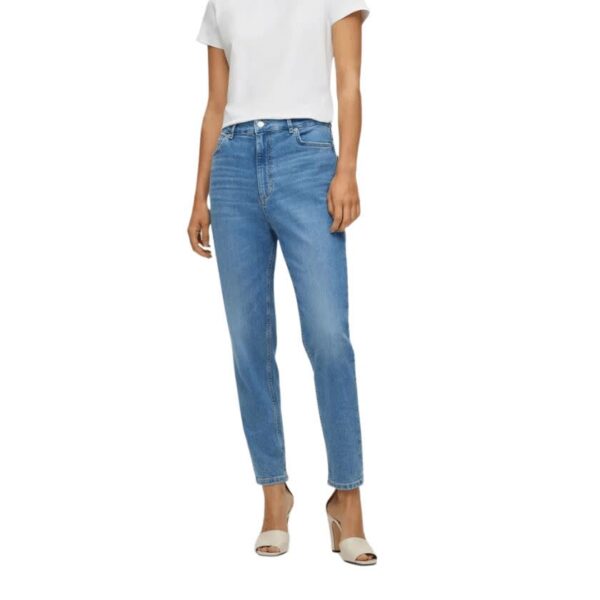 شلوار جین زنانه آبی هوگو باس مدل HIGH-WAISTED CROPPED JEANS