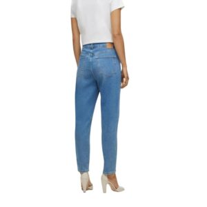 شلوار جین زنانه آبی هوگو باس مدل HIGH-WAISTED CROPPED JEANS