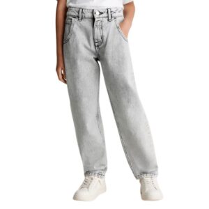 شلوار جین نوجوانی خاکستری روشن کلوین کلین مدل Barrel Leg Stonewash Jeans