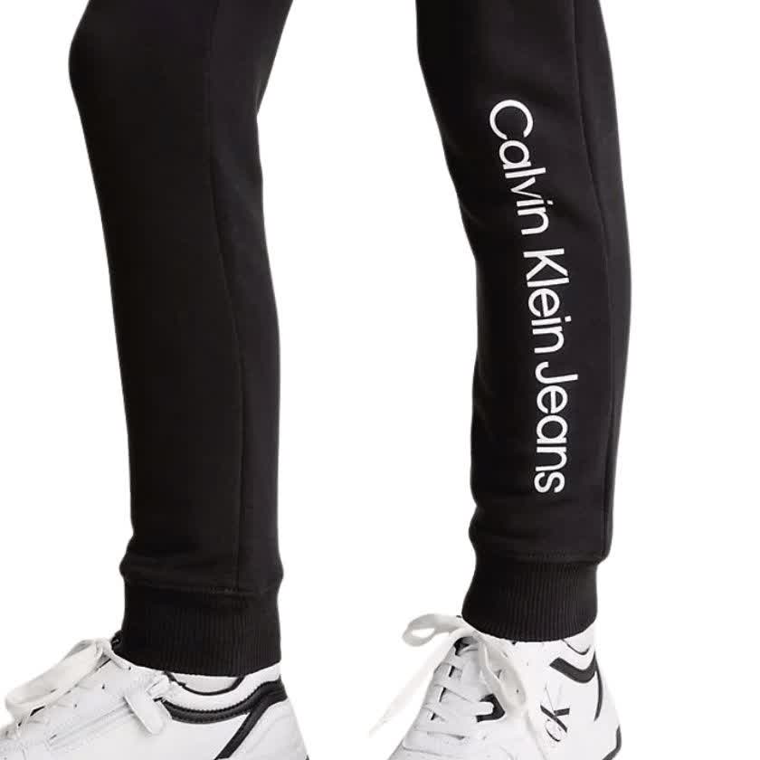 شلوار نوجوانی دخترانه مشکی کلوین کلین مدل Kids' Logo Terry Joggers