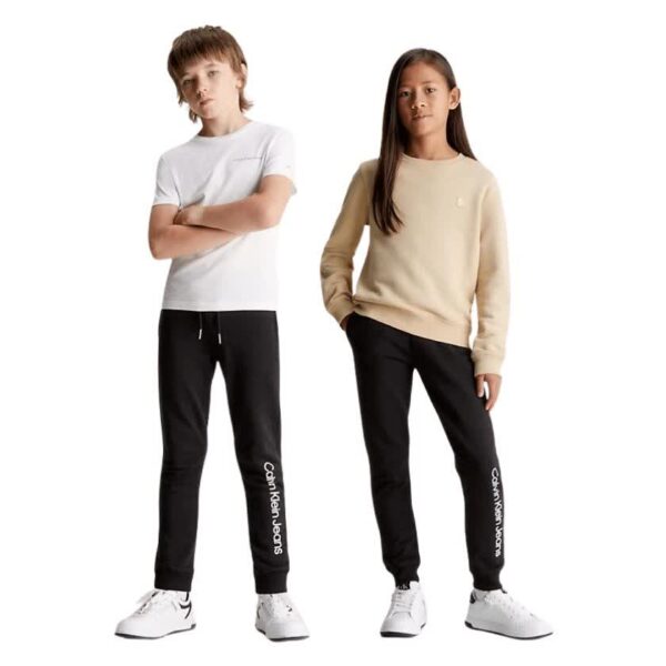 شلوار نوجوانی دخترانه مشکی کلوین کلین مدل Kids' Logo Terry Joggers