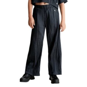 شلوار نوجوانی دخترانه مشکی کلوین کلین مدل Wide Leg Plisse Trousers