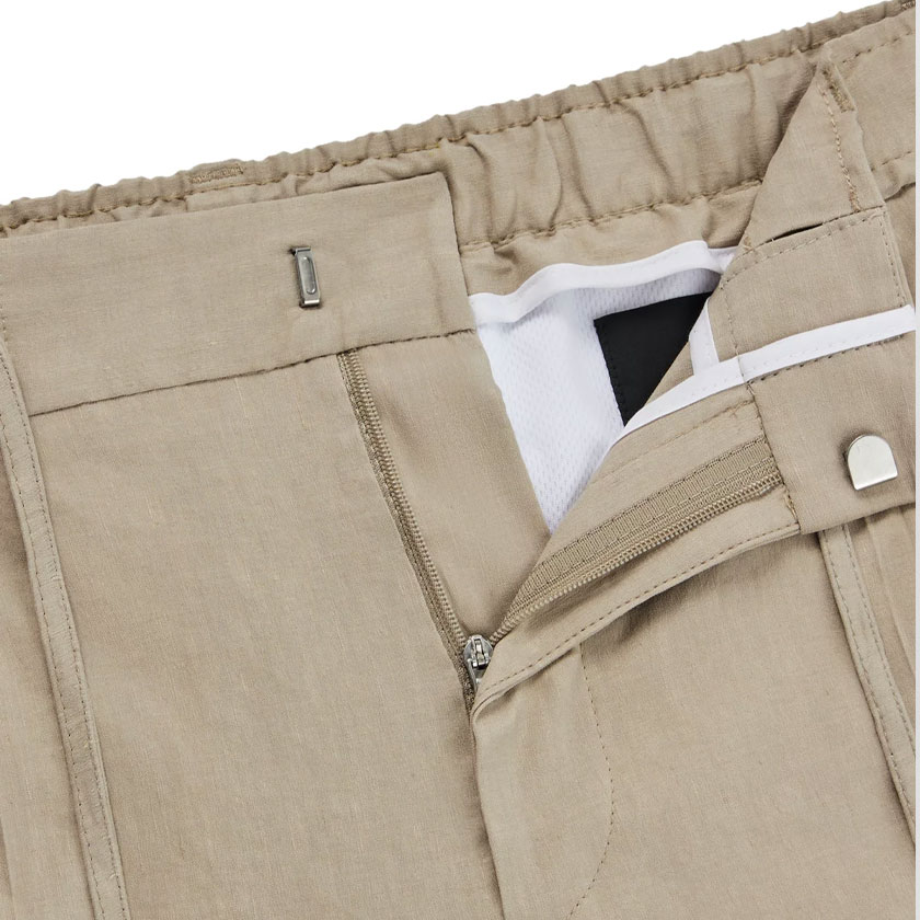 شلوار کتان مردانه بژ هوگو باس مدل RELAXED-FIT TROUSERS IN A LINEN BLEND