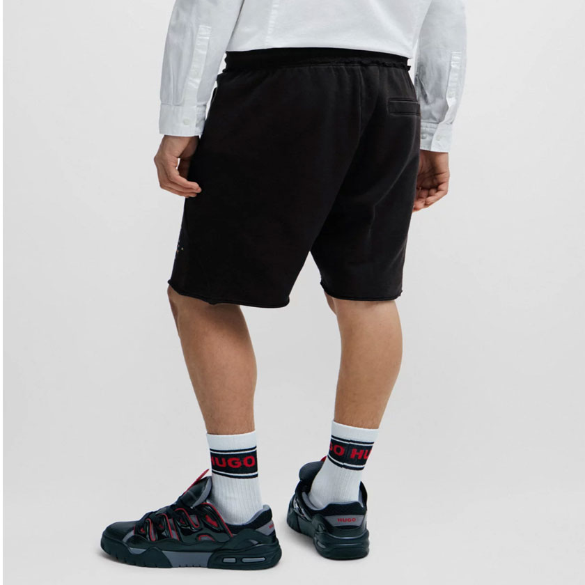 شلوارک پنبه ای مردانه مشکی هوگو باس مدل COTTON-TERRY SHORTS