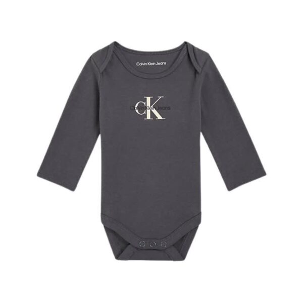 بادی آستیندار بچگانه مشکی کلوین کلین مدل Newborn Logo Bodysuit