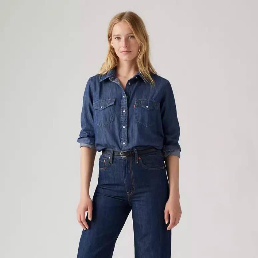 پیراهن زنانه سرمه ای لیوایز مدل ICONIC LIGHTWEIGHT WESTERN SHIRT