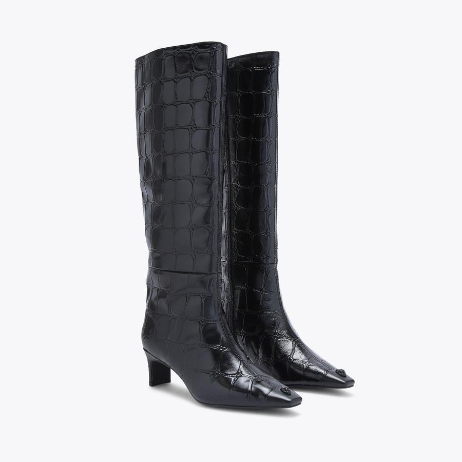 کفش چرم بوت زنانه مشکی کرت گایگر مدل regent knee boot