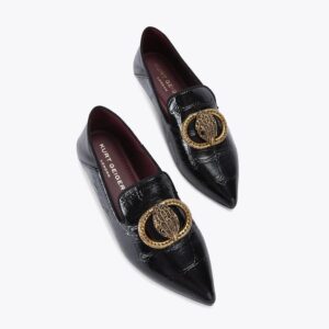 کفش چرم زنانه مشکی کرت گایگر مدل chelsea point slip on flat