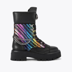 کفش چرم نیم بوت زنانه رنگی کرت گایگر مدل kensington combat boot