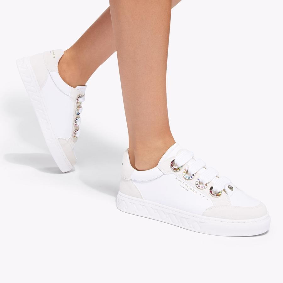 کفش ورزشی زنانه سفید کرت گایگر مدل kensington eyelet slim sneaker