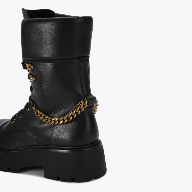 کفش چرم نیم بوت زنانه مشکی کرت گایگر مدل kensington combat boot