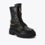 کفش چرم نیم بوت زنانه مشکی کرت گایگر مدل kensington combat boot