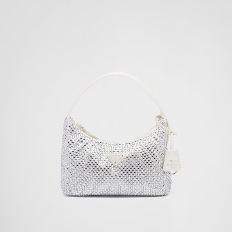 کیف چرمی زنانه پرادا مدل Prada Re-Edition Satin mini-bag with crystals