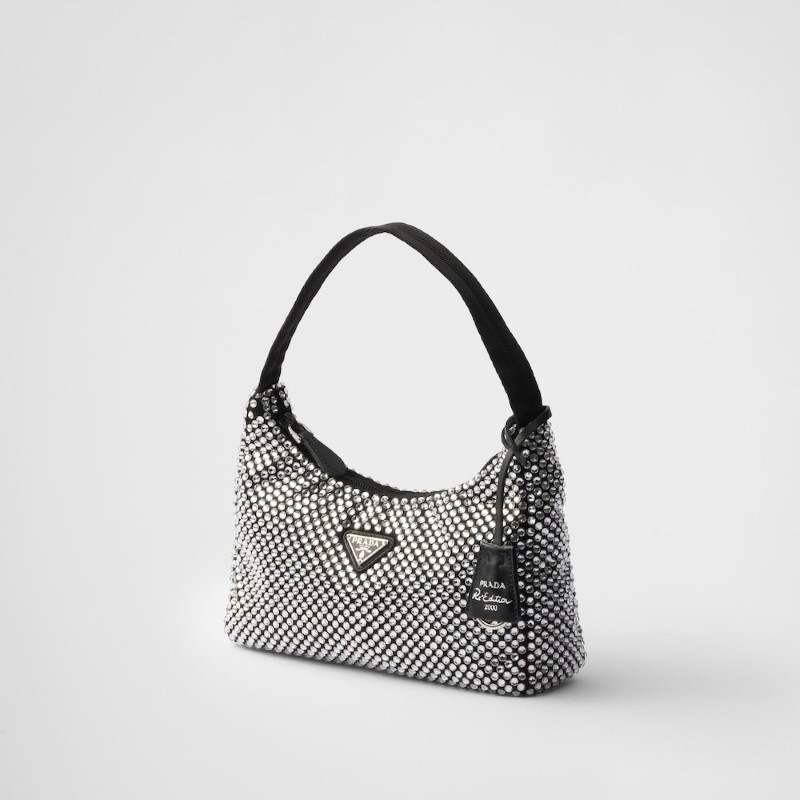 کیف چرمی زنانه پرادا مدل Prada Re-Edition Satin mini-bag with crystals